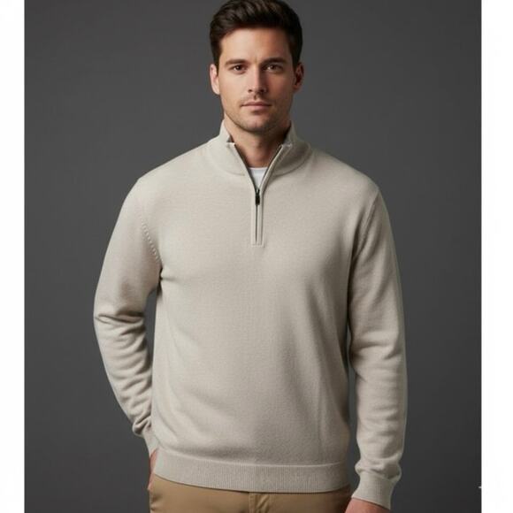 Tommy Bahama Flipshore Half-Zip Reversible Sweatshirt XL Beige/Gray Coastal Prep - Picture 1 of 9
